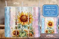 Sunflower Summer Tumbler Wrap PNG Skinny 20oz Seamless wrap Product Image 1