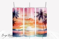 Summer Tumbler Wrap 20 Oz Beach Sunset Sublimation Design