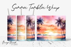 Summer Tumbler Wrap 20 Oz Beach Sunset Sublimation Design