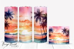 Summer Tumbler Wrap 20 Oz Beach Sunset Sublimation Design