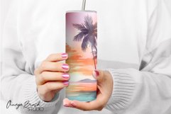 Summer Tumbler Wrap 20 Oz Beach Sunset Sublimation Design