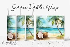 Summer Tumbler Wrap Beach Tumbler Sublimation Design 