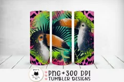 toucan tropical tumbler wrap design shown on a white mockup