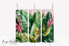 Summer Tumbler Wrap, Tropical Leaves Sublimation Design