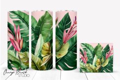 Summer Tumbler Wrap Tropical Leaves Sublimation Design