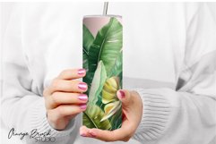 Summer Tumbler Wrap Tropical Leaves Sublimation Design