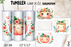 Tumbler Kawaii Peach sublimation | summer tumbler wrap Product Image 1
