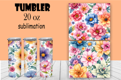 Summer Floral Tumbler. Watercolor Flower Tumbler Wrap Product Image 1