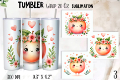Tumbler Kawaii Peach sublimation | summer tumbler wrap Product Image 1