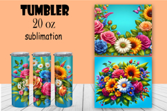 Summer Floral Tumbler. Watercolor Flower Tumbler Wrap Product Image 1