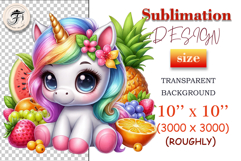 Adorable unicorn clipart for summer-themed printing projects like shirts, mugs, cards, and planners.