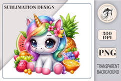 Adorable unicorn clipart for summer-themed printing projects like shirts, mugs, cards, and planners.
