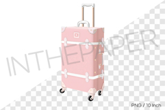 Pink travel luggage suitcase PNG summer vacation clipart Product Image 1