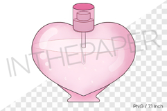 Pink heart glass perfume bottle PNG summer vacation clipart Product Image 1