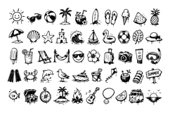 Summer Vacation Doodle Icon Pack | Beach Travel Tropical Product Image 2