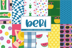 Colorful vacation scrapbook paper set