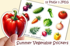 12 cute Summer Vegetable Stickers PNG Product Image 1