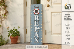 3D Summer Vertical Door Sign Laser Cut. Just relax SVG Product Image 1