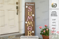 3D Summer Vertical Door Sign Laser Cut. Welcome summer SVG Product Image 1