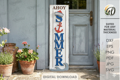 3D Summer Vertical Door Sign Laser Cut. Ahoy summer SVG Product Image 1