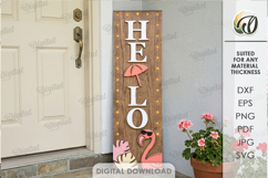 3D Summer Vertical Door Sign Laser Cut. Hello SVG Product Image 1