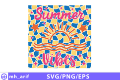 Retro summer vibes seamless pattern with sun waves Design Product Image 2