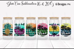 Retro Sunset Can Glass Sublimation | 16 oz Libbey Glass Palm Product Image 1