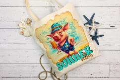 Funny Summer Sublimation | Funny Pig on the Beach PNG Product Image 3