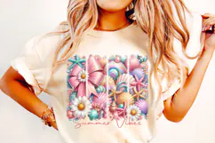Seashell Summer PNG, Summer Vibes PNG, Brushstroke Summer Product Image 1