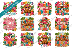 Summer Vibes Cow Sublimation Design Preppy Summer Collage Product Image 1