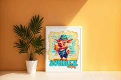 Funny Summer Sublimation | Funny Pig on the Beach PNG Product Image 4