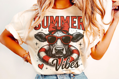 Summer Vibes PNG, Highland Cow Summer PNG, Beach PNG, Retro Product Image 2