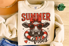 Summer Vibes PNG, Highland Cow Summer PNG, Beach PNG, Retro Product Image 3