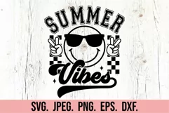 Summer Vibes SVG - Retro Summer SVG - Sunshine - Happy Face Product Image 3
