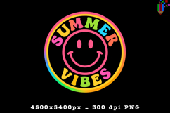 Summer Vibes Smiley Face Retro Design PNG File