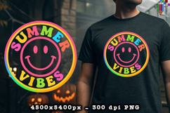 Summer Vibes Smiley Face Retro Design PNG File