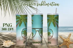 Summer vibes tumbler sublimation | Palm trees beach tumbler Product Image 1