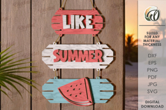 Summer wall decor Laser Cut. Hanging Wall Sign SVG Product Image 1