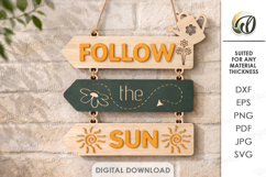 3D Summer Wall Decor Laser Cut. Follow the Sun SVG Product Image 1