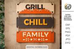 3D Summer Wall Decor Laser Cut. Grill chill family SVG Product Image 1