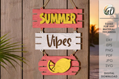 Summer wall decor Laser Cut. Hanging Wall Sign SVG Product Image 1