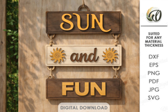 3D Summer Wall Decor Laser Cut. Sun and fun SVG Product Image 1