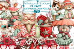 Whimsical Summer Watercolor Clipart PNG Product Image 1