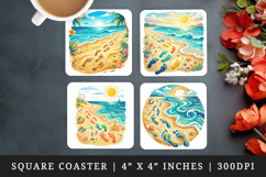 Summer square coaster sublimation, coasters design Product Image 1