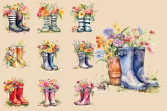 Summer Wellington Boots | Watercolour Clipart PNG Product Image 2