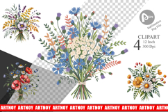 Summer Wildflower Watercolor Clipart Product Image 1