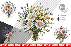 Summer Wildflower Watercolor Clipart Product Image 1