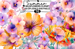Summer Wildflowers Clipart Watercolor png Product Image 1