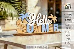3D Summer Table Sign Laser Cut. Hello Summer SVG Product Image 1