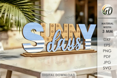 3D Summer Table Sign Laser Cut. Stand Decor. Sunny Days SVG Product Image 1